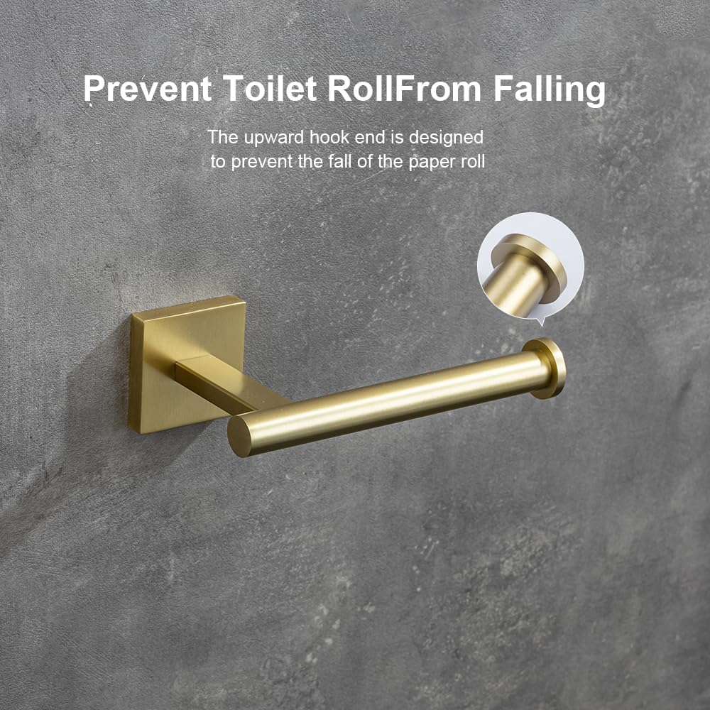 Luxury Brushed Gold Toilet Paper Holder Wall Mounted Bathroom Toilet Paper Roll Holder Toilet Tissue Holder Warm Elegant Finish 304 Stainless Steel Tissue Roll Holder for Bathroom Washroom Kitchen