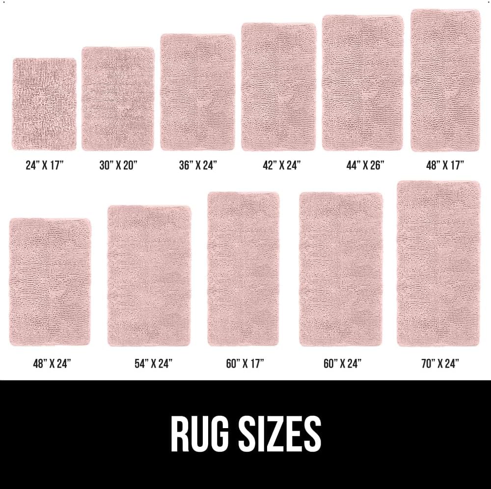 GORILLA GRIP Bath Rug Mat 30x20, Soft Absorbent Chenille, Quick Dry Microfiber Mats, Rubber Backing Washable Shower Floor Rugs, Bathmat Runner, US Designed Bathroom Home Decor Accessories Dusty Rose