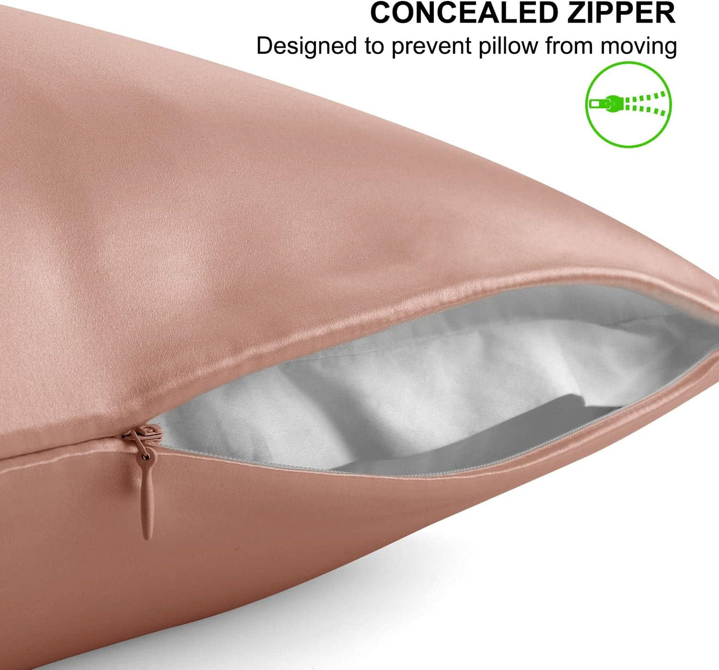 ALASKA BEAR Silk Pillowcase for Curly Hair and Skin Women Real Mulberry Silk Pillow Case Standard Single (1 Pack, Rose Gold)