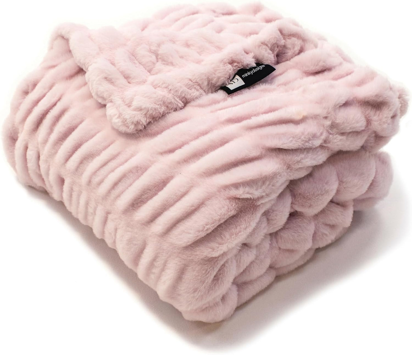 Minky Designs Blossom Pink Minky Blanket – Ultra Soft Faux Fur Throw Blanket for Couch, Bed & Home – Fluffy, Warm & Luxurious – Chic Collection (Medium, 50x60)