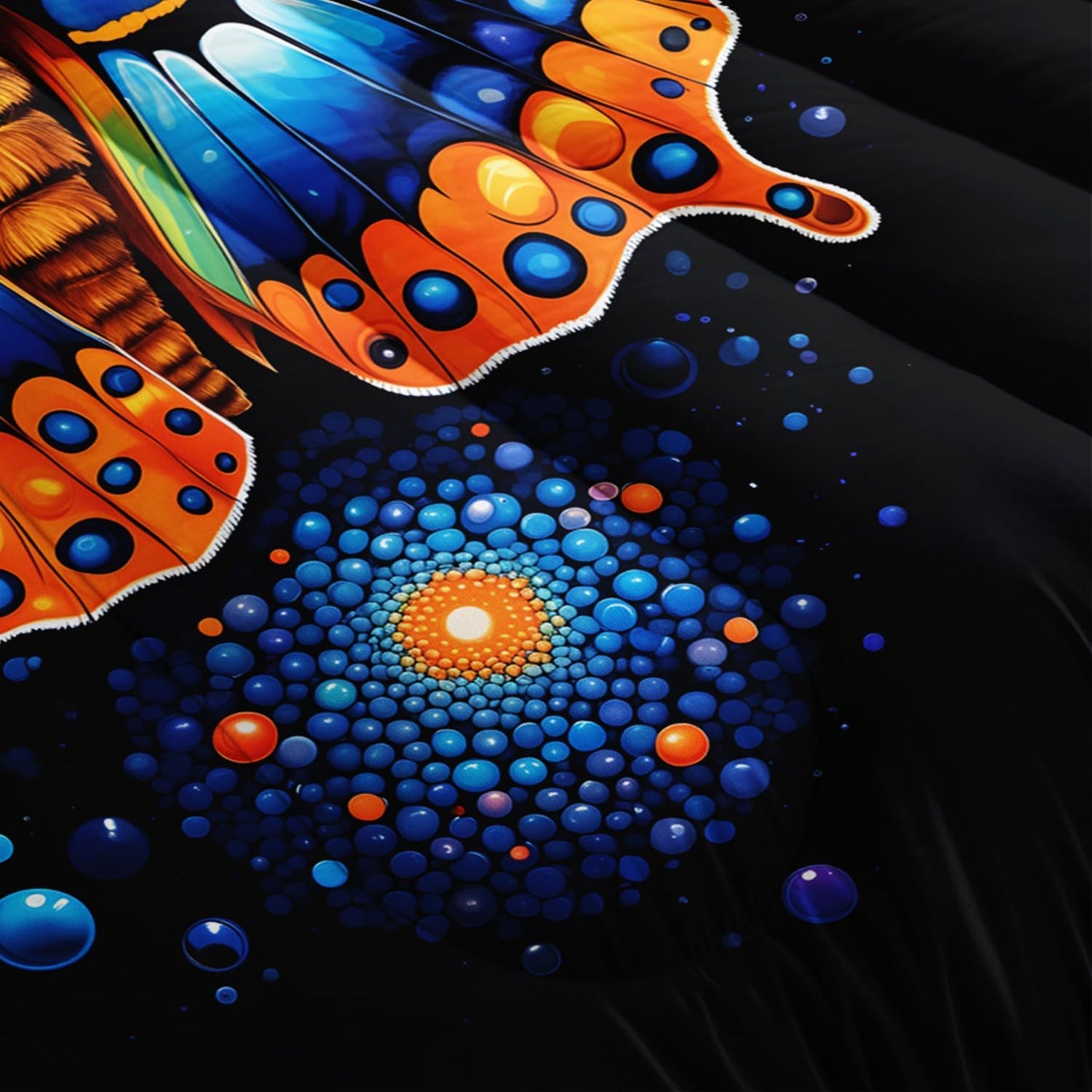 Gothic Butterfly Bedding Set Queen Size,Colorful Granular Ball Printed Bedding Comforter Sets,Insect Themed Comforter Set for Kids Girls Boys,Aesthetic Bedding Sets with 2 Pillowcases.