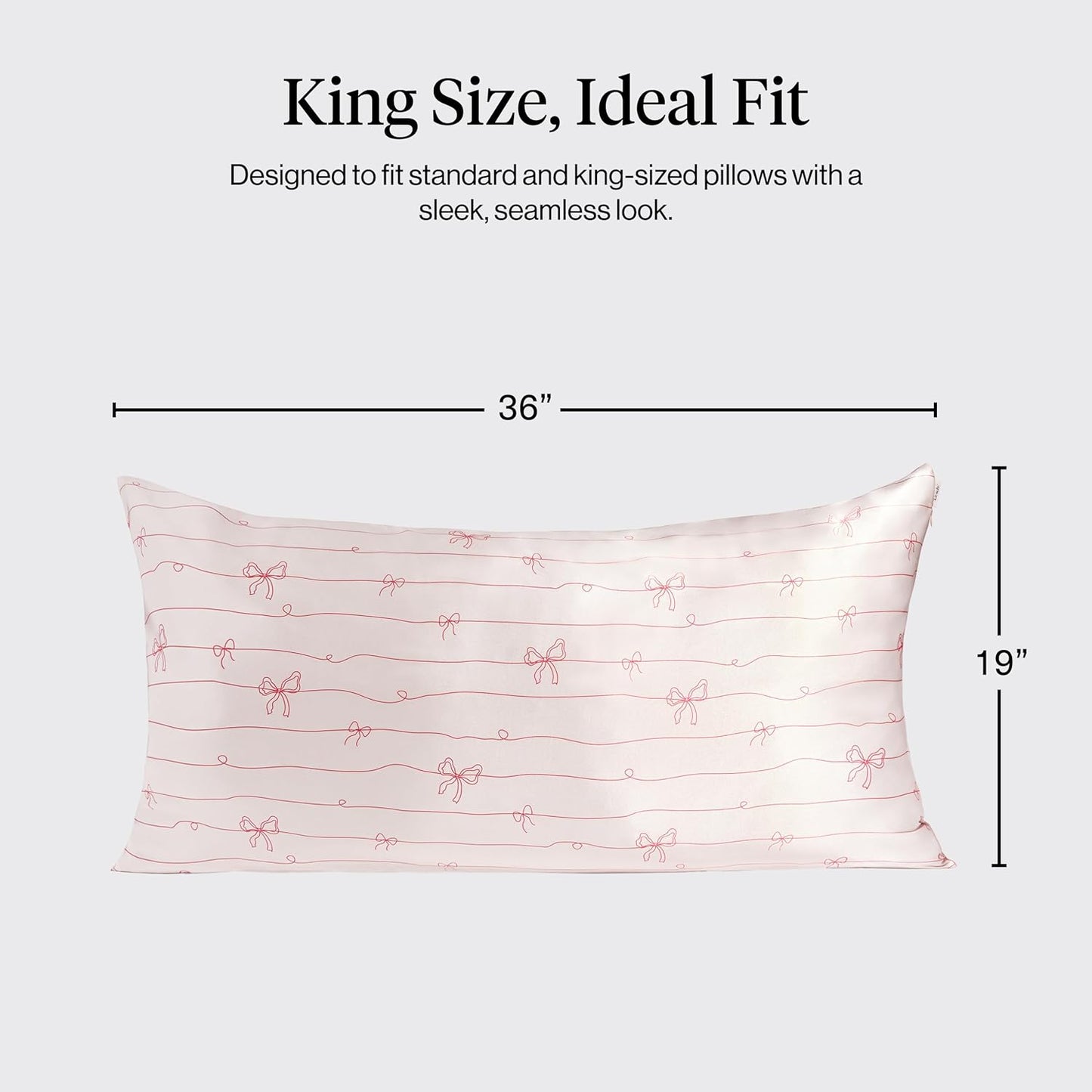 Kitsch Satin Pillowcase, Softer Than Silk Pillow Cases King, Cooling Pillow Covers, Satin Pillowcase w/Zipper for Hair, Skin & Quality Sleep, Wrinkle-Free & Smooth, King Size 19"x36"- Striped Bows