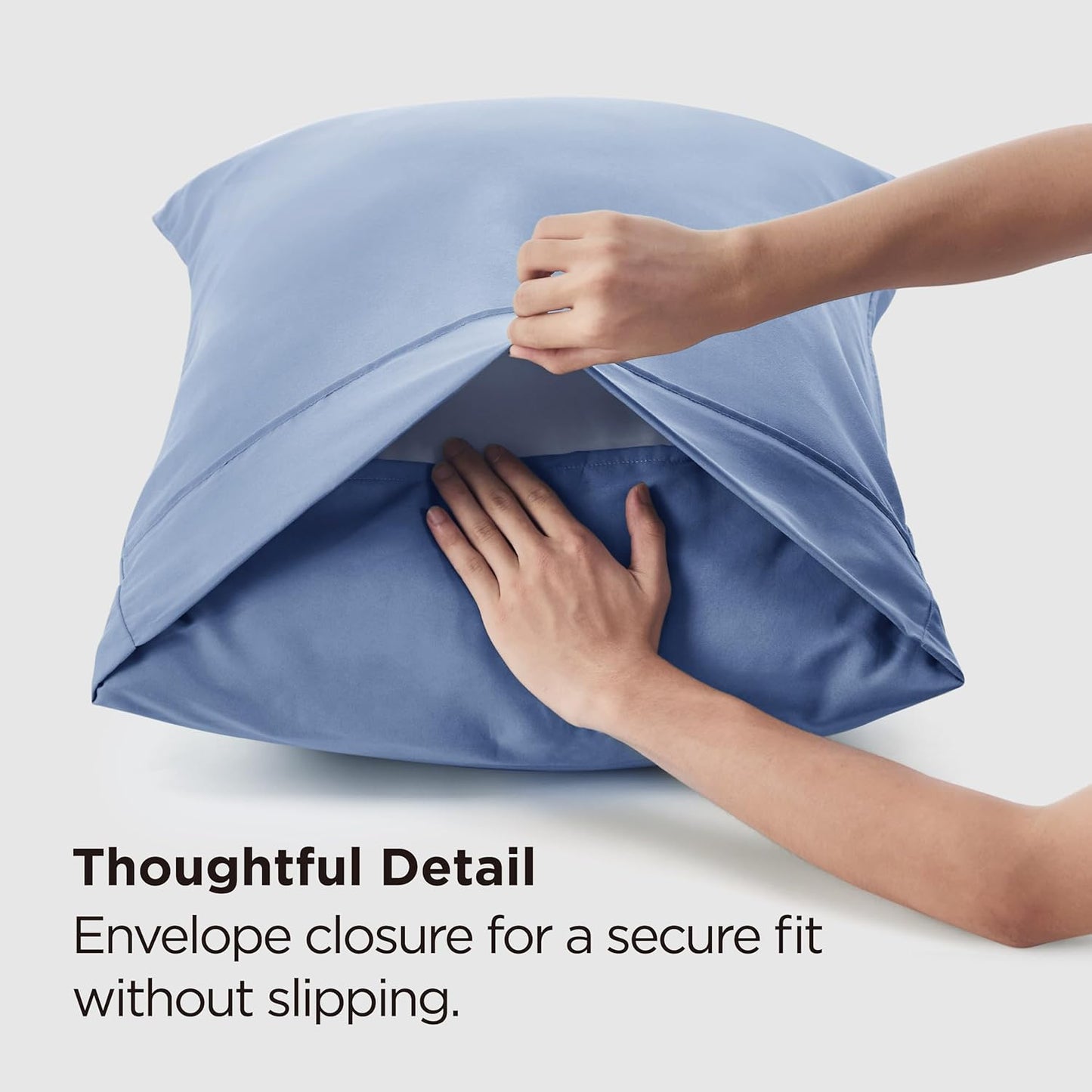 Bedsure Queen Pillow Cases Set of 2 - Slate Blue Brushed Microfiber Pillowcase 2 Pack, Super Soft and Cozy Pillow Case Covers with Envelope Closure, Wrinkle, Fade and Stain Resistant, 20x30 Inches