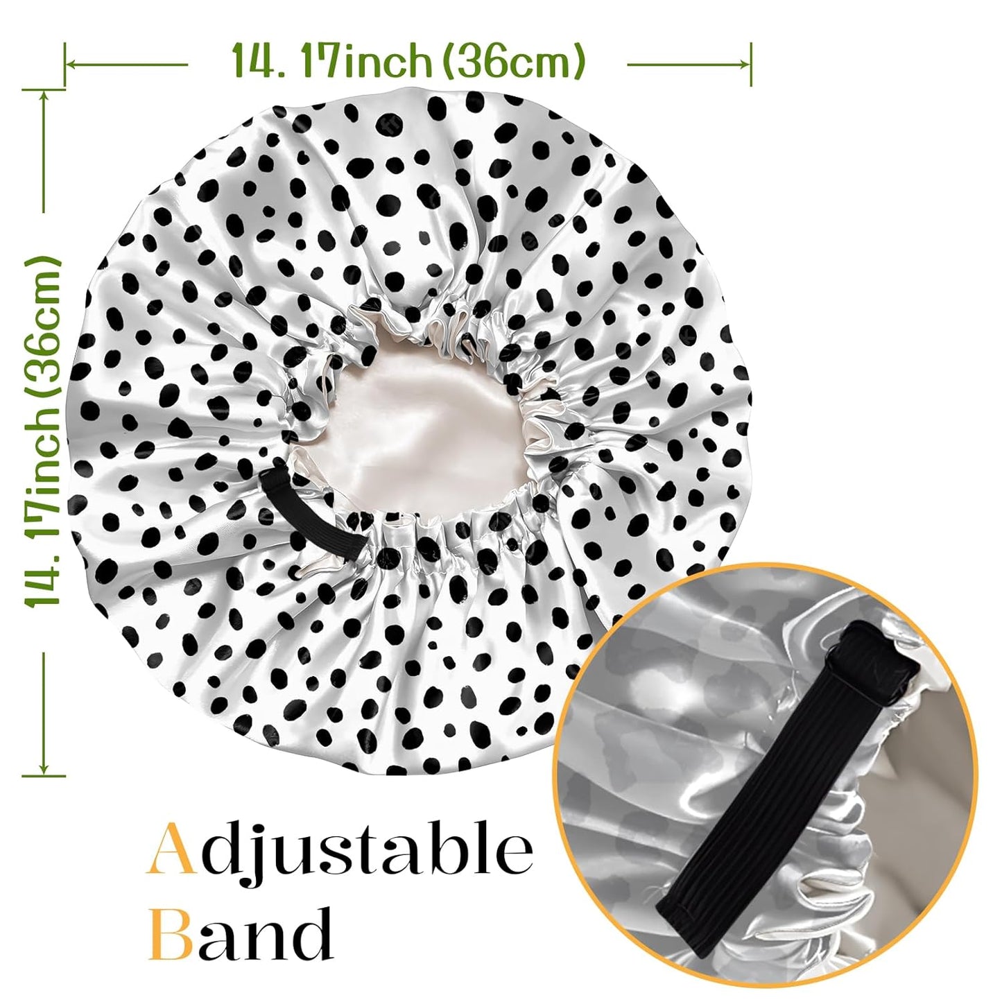 2 PCS Bonnets for Women Girls Satin Hair Bonnet Silk Adjustable Elastic Double Layer Hair Wrap Sleep Cap Comfort Cute-Leopard Spots