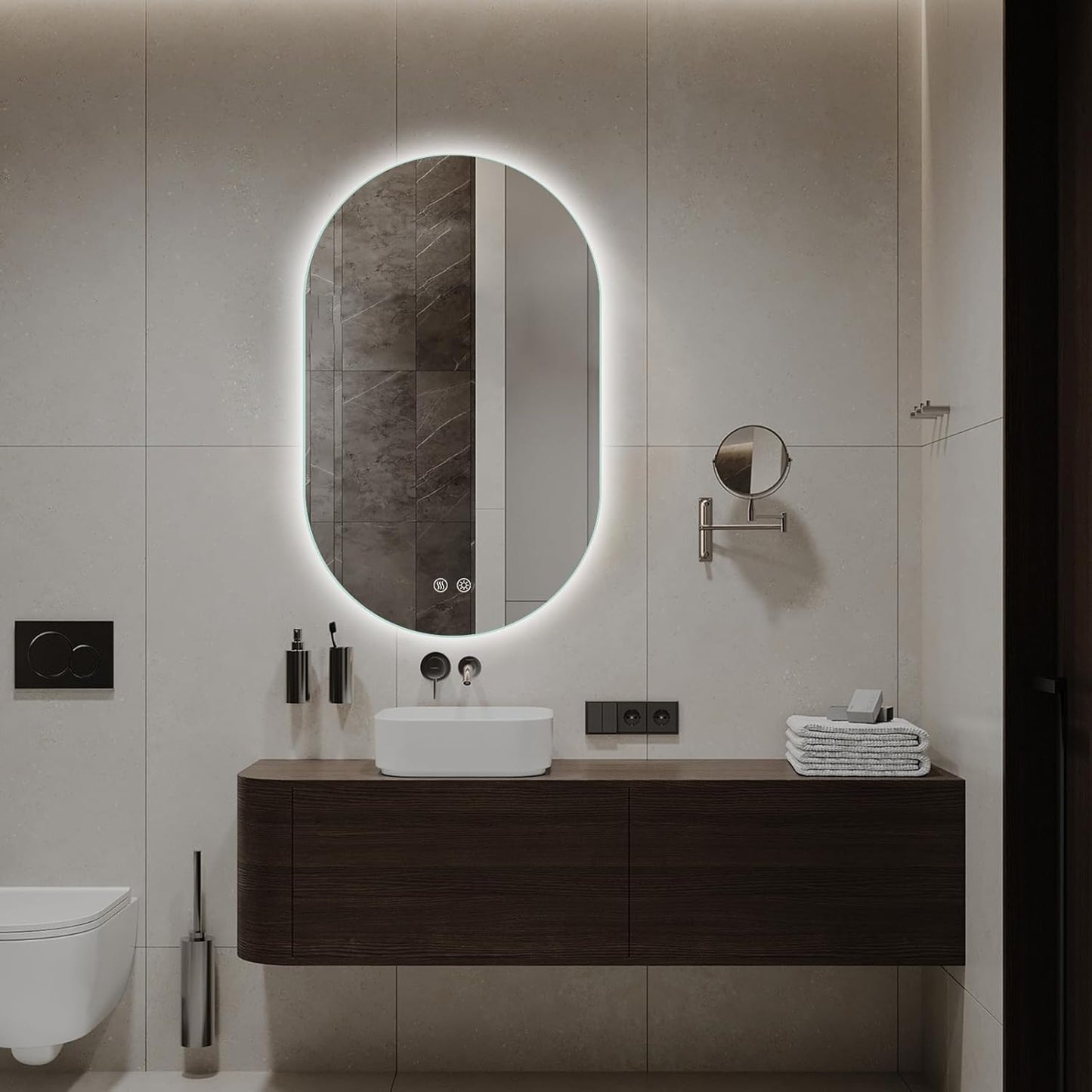 Niccy Oval LED Bathroom Vanity Mirror, 36x22inch Frameless Backlit Mirror with Light, Smart Anti-Fog Waterproof Mirror with Memory Function Dimmable Lighted Mirror