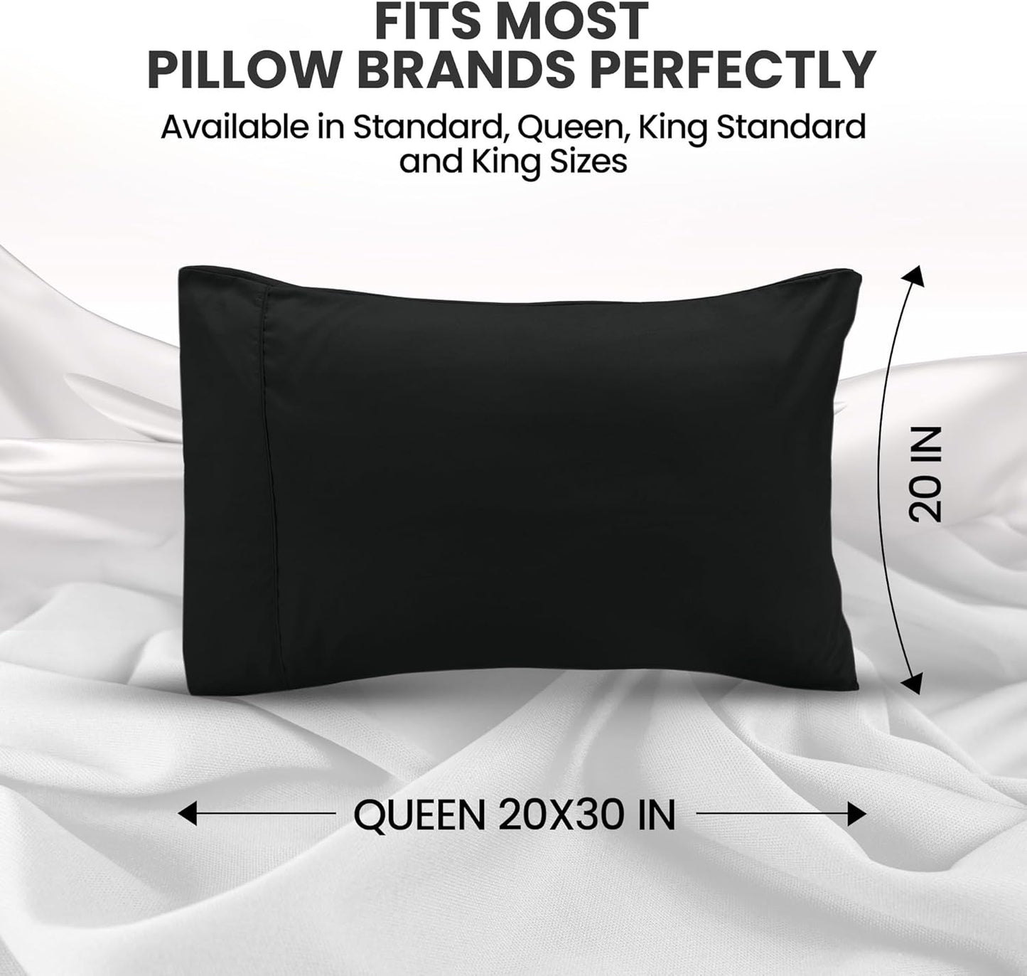 Pillow Covers by Utopia Bedding - Queen Size 2-Pack – Soft Brushed Microfiber – Perfect for Hospitals, Hotels, Guest Rooms – Oeko-TEX Certified, 20x30 Inches (Black)