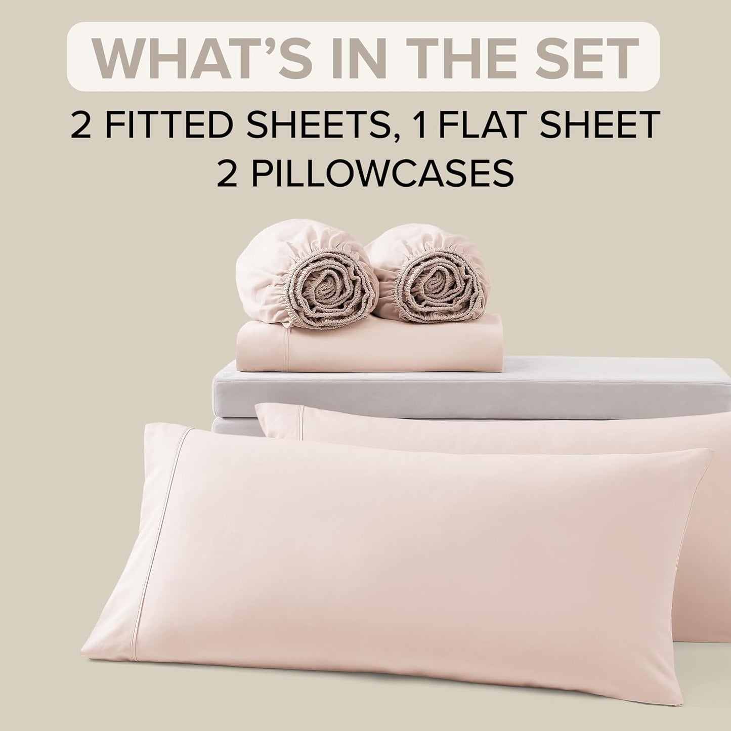 UGG Split King Sheet Set 5-Piece Luxury Cooling Sheets Deep Pockets Premium Bedding with 2 Shams Hypoallergenic Machine Washable Soft Lightweight Set for Adjustable Bed, Split King, Shell Pink (Hedi)