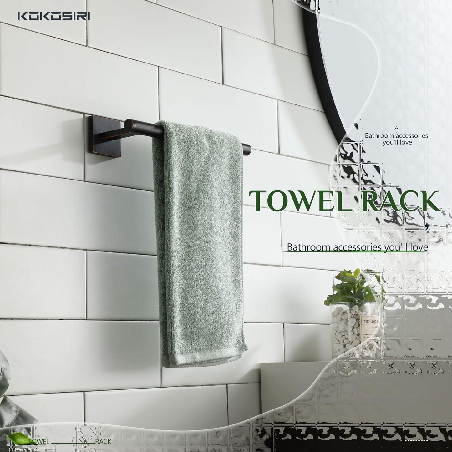 KOKOSIRI Bathroom Towel Bar Hand Towel Holders Wall Mount Toilet Kitchen Cabinet Paper Holder Stainless Steel Bath Accessories Oil Rubbed Bronze, B3008ORB