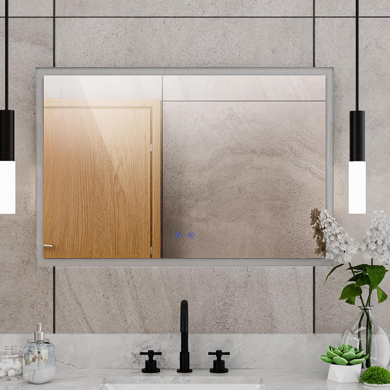 DreamLine Brilliance 24 in. H x 36 in. W Rectangular Light-up Mirror