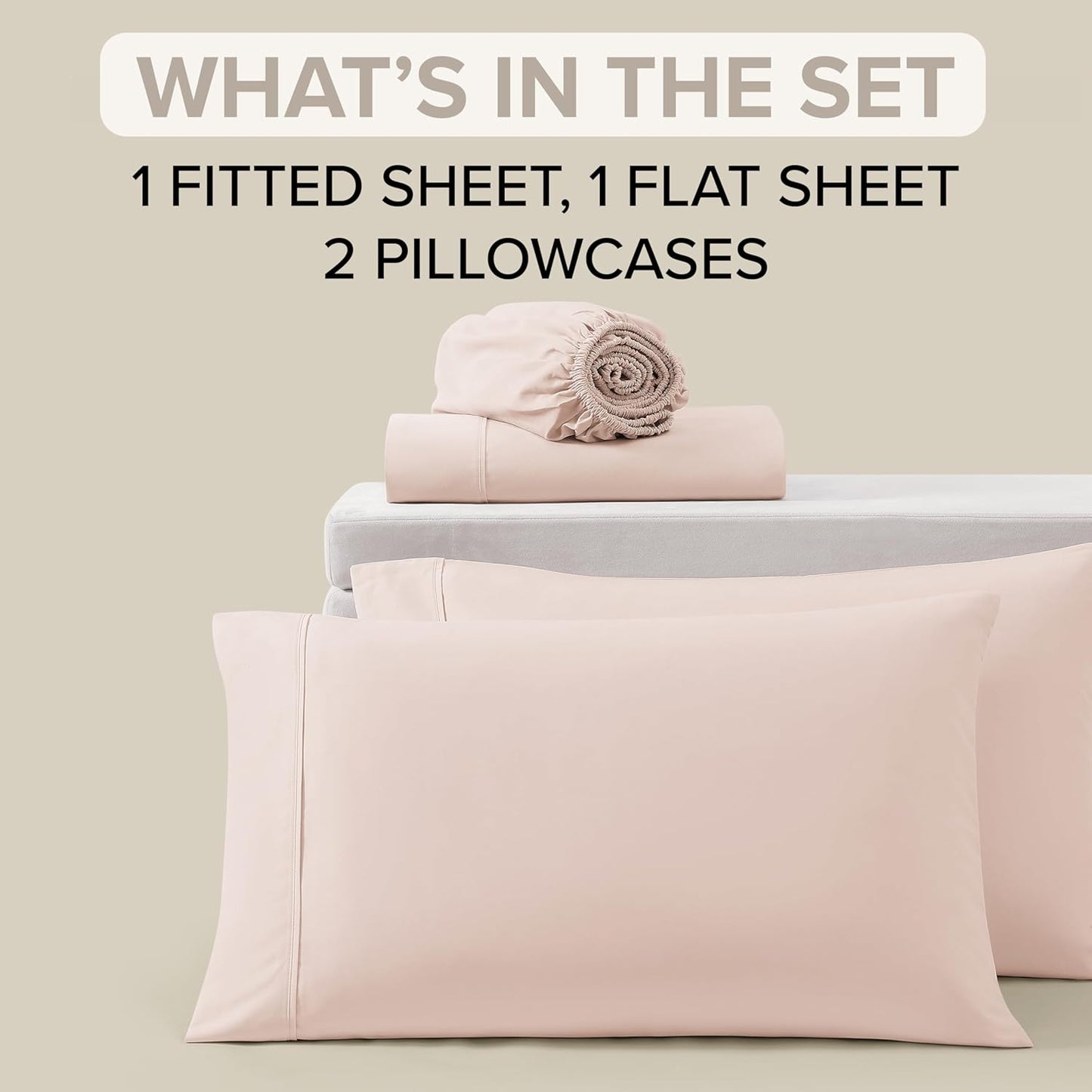 UGG Queen Sheet Set 4-Piece Luxury Cooling Sheets Deep Pockets Premium Bedding with 2 Pillow Shams Hypoallergenic Machine Washable Soft Lightweight Bed Set for Bedroom, Queen, Shell Pink (Hedi)