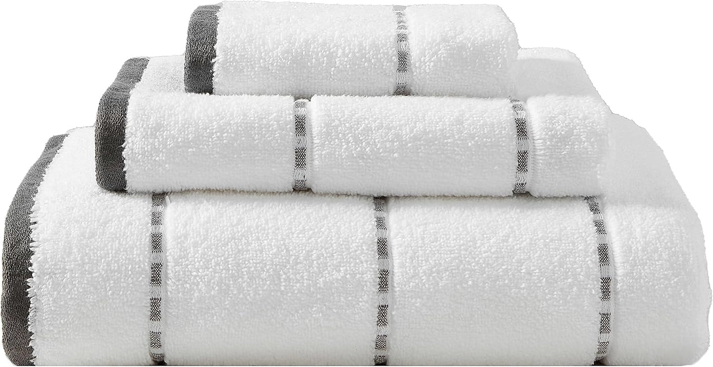Tommy Bahama - Bath Towels, 100% Soft & Absorbent Cotton, Low Linting & Fade Resistant, Medium Weight Bathroom Towels (Ridley Solid Grey, 3 Piece)