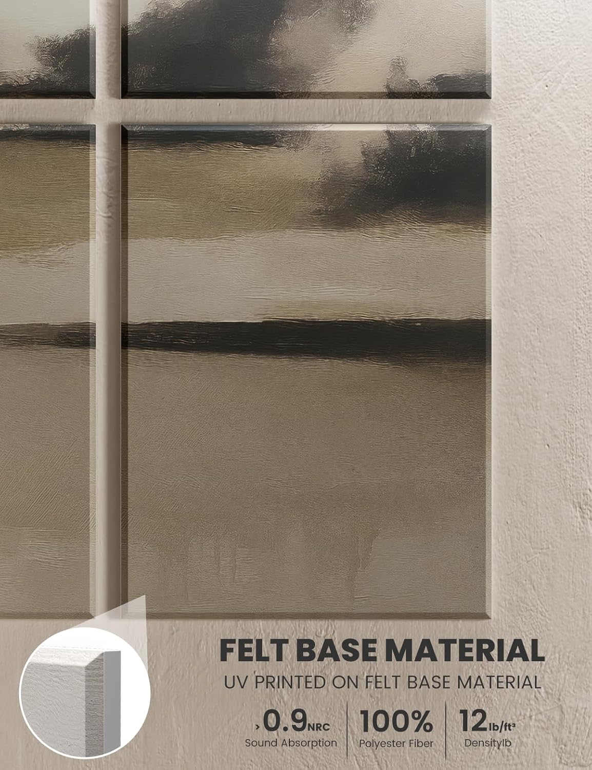 Wall Art Acoustic Panels,35''X24'''Soundproof Wall Panels-8-Pack with 50 Adhesive Tabs, Decorative Sound Absorbing Panels for Living Room and Recording Studio, Offices-Mist Reflections
