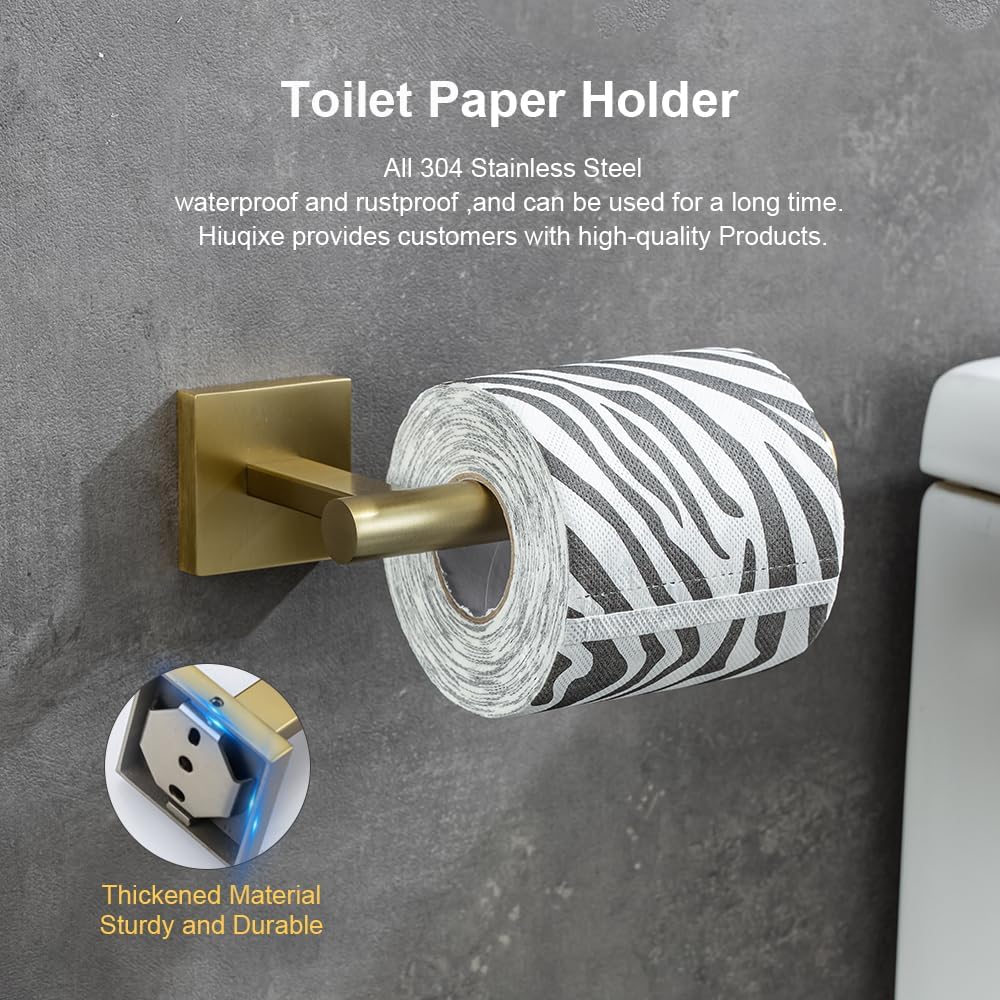 Luxury Brushed Gold Toilet Paper Holder Wall Mounted Bathroom Toilet Paper Roll Holder Toilet Tissue Holder Warm Elegant Finish 304 Stainless Steel Tissue Roll Holder for Bathroom Washroom Kitchen