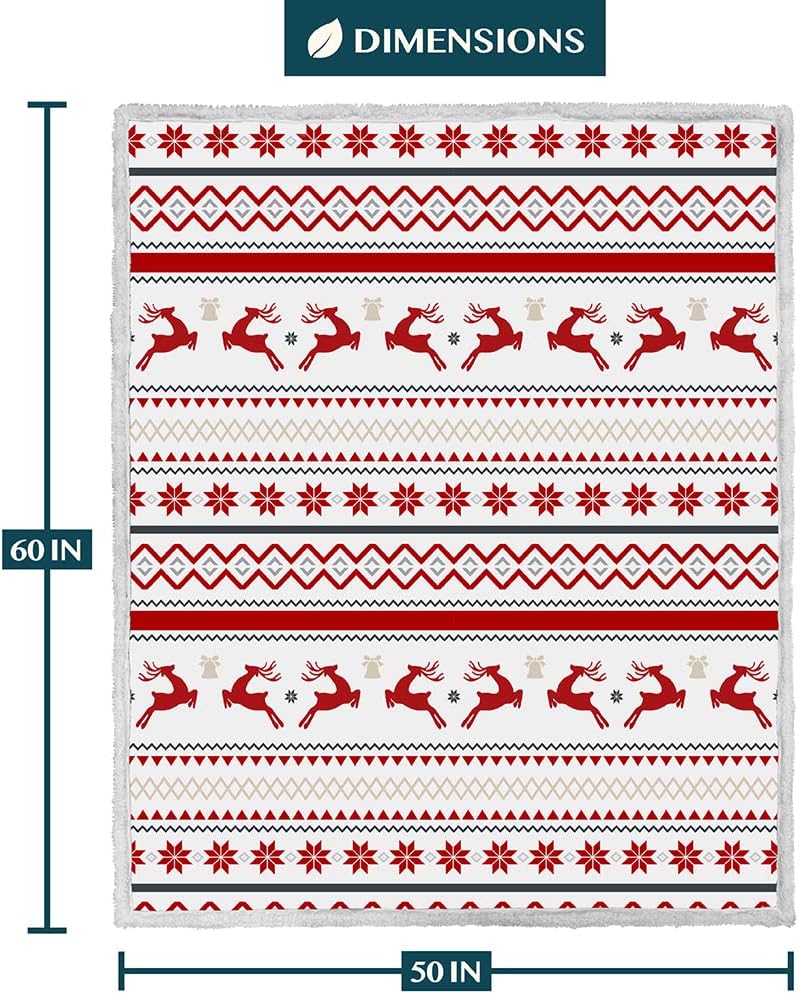 PAVILIA Premium Christmas Sherpa Throw Blanket | Christmas Decoration Gift, Fleece, Plush, Warm, Cozy Reversible Microfiber Holiday Blanket | White Reindeer - 50x60