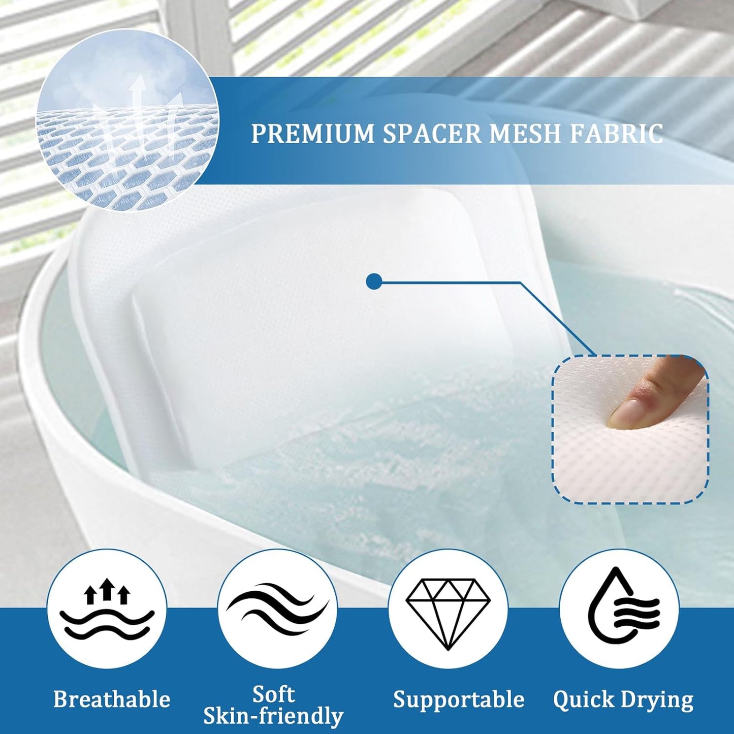 EMMTEEY Luxury Full Body Bath Pillow for Tub - Soft Bath Tub Pillows for Head and Neck Back & Lumbar Support, Non-Slip Bathtub Pillow for Relaxing Spa Gifts Bathtub Accessories