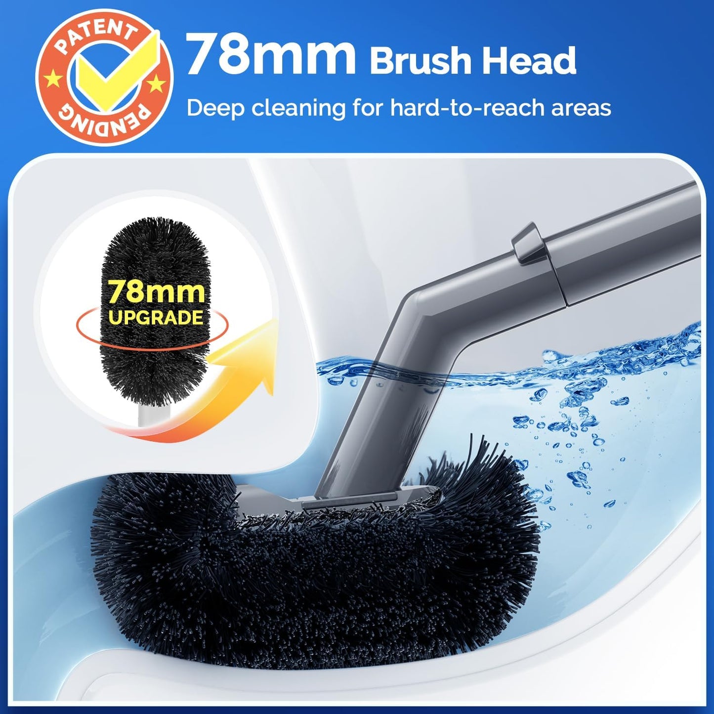 HAMITOR Toilet Plunger Bowl Brush Combo：Heavy Duty Rubber for Drain Clog Remover - Curved Design Bristles for Deep Cleaning Under Rim - Compact Bathroom Cleaning Tools for New Homet Essentials -Gray