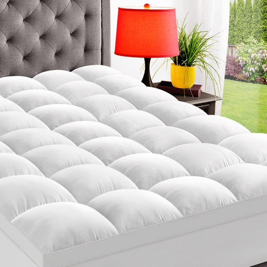 ELEMUSE RV King Mattress Topper for Back Pain, Extra Thick Mattress Pad Cover, Plush Soft Pillowtop with Elastic Deep Pocket, Overfilled Down Alternative Filling