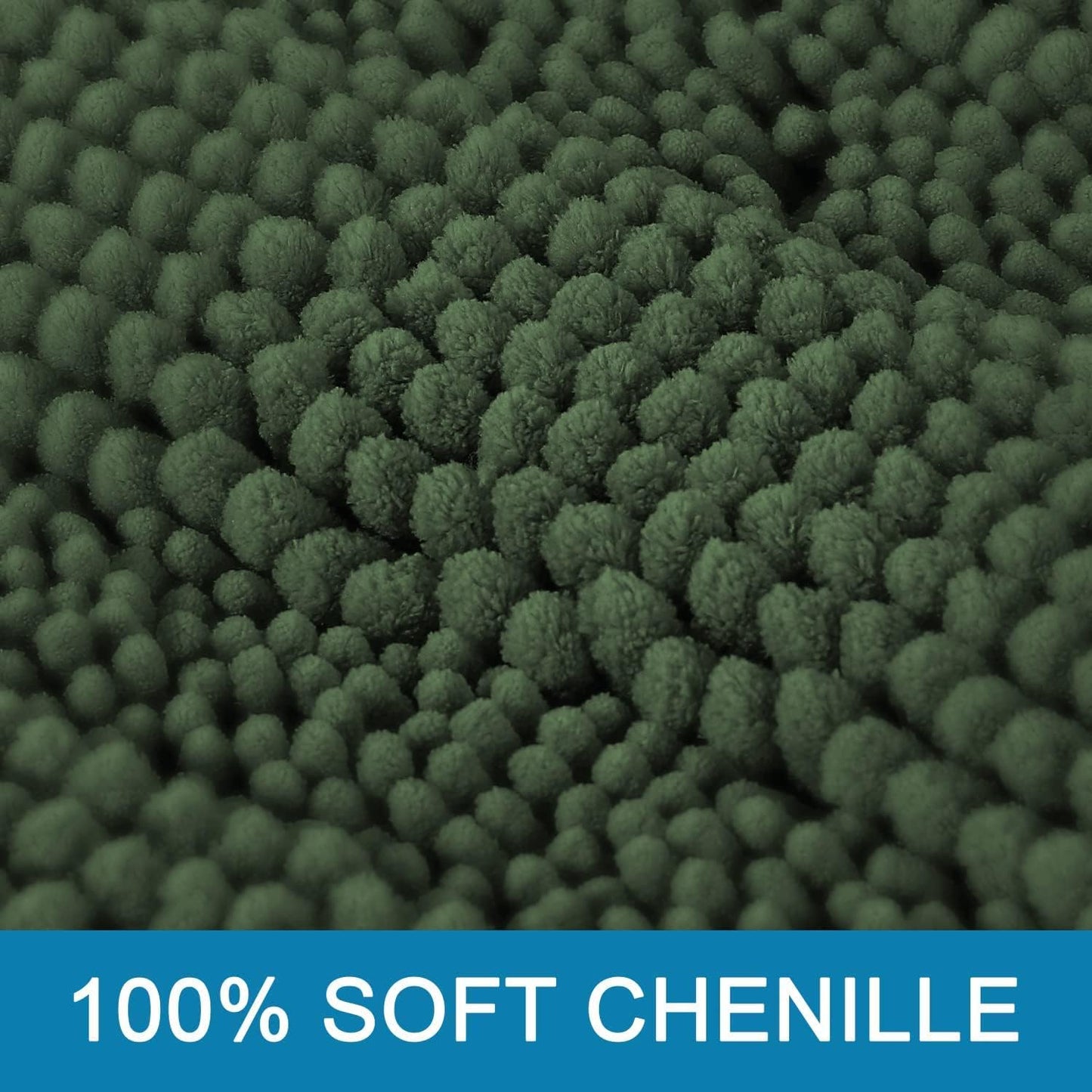 H.VERSAILTEX Bathroom Rugs Bath Rugs for Bathroom Non Slip Bath Mats Extra Thick Chenille Striped Rug 17" x 24" Absorbent Soft Shaggy Washable Dry Fast Bath Mats for Bath Room Floor - Bronze Green
