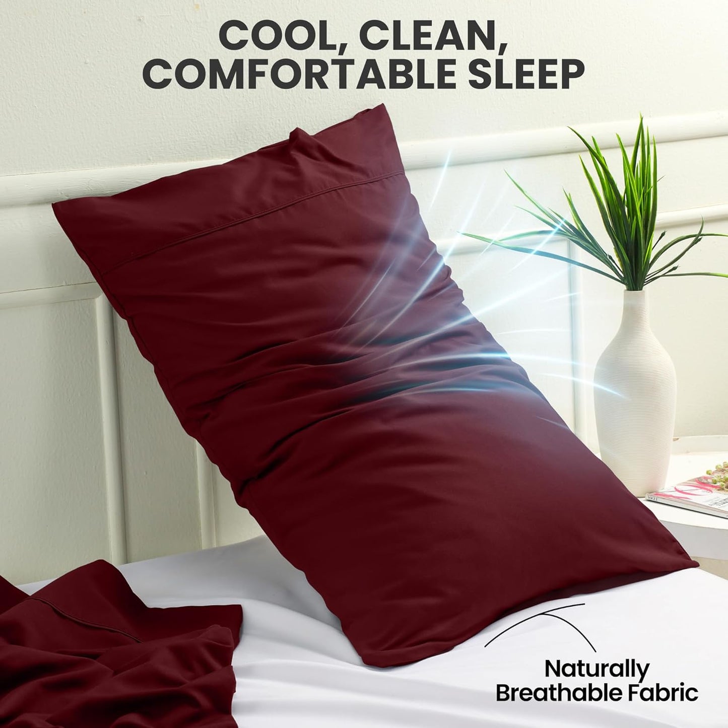 Pillow Covers by Utopia Bedding - King Size 2-Pack – Soft Brushed Microfiber – Perfect for Hospitals, Hotels, Guest Rooms – Oeko-TEX Certified, 20x40 Inches (Burgundy)