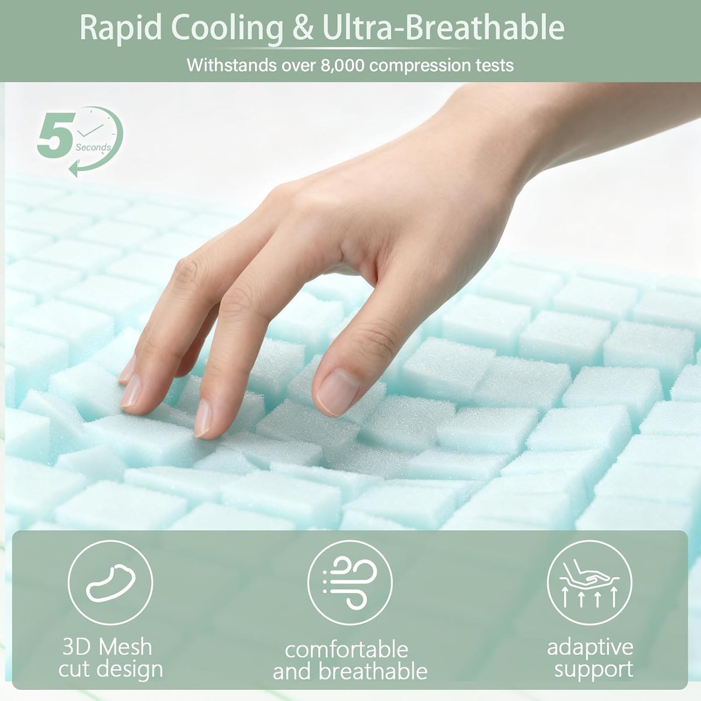 Cooling Memory Foam Pillow 2 Pack, Bed Pillows, Medium Soft Feel Neck Pillow for Sleeping, Memory Foam Pillows for Sleeping Side, Back & Stomach Sleepers, Breathable & Removable Cover
