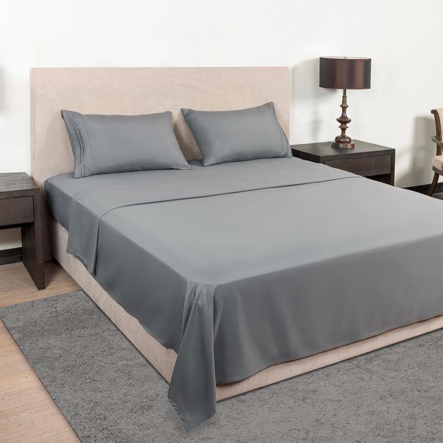 Mejoroom Full Size Sheets - 1800TC Luxury Full Sheets with 16 Inch Deep Pocket - Premium Bedding Collection - Soft, Breathable, Wrinkle, Fade & Stain Resistant - 4 Piece (Full, Gray)