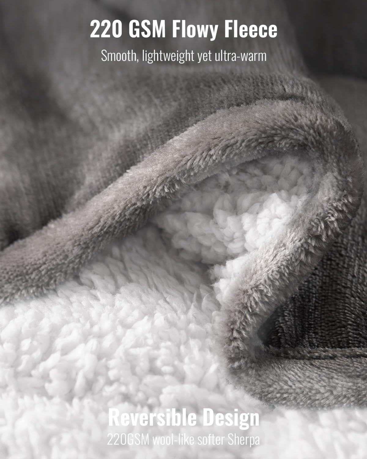 Uttermara Weighted Blanket Queen Size 20lbs 60x80 inches, Cozy Sherpa Weighted Blankets with Soft Plush Fleece, Warm Snuggle Thick Heavy Blanket Great for Sleep Calming, Grey White