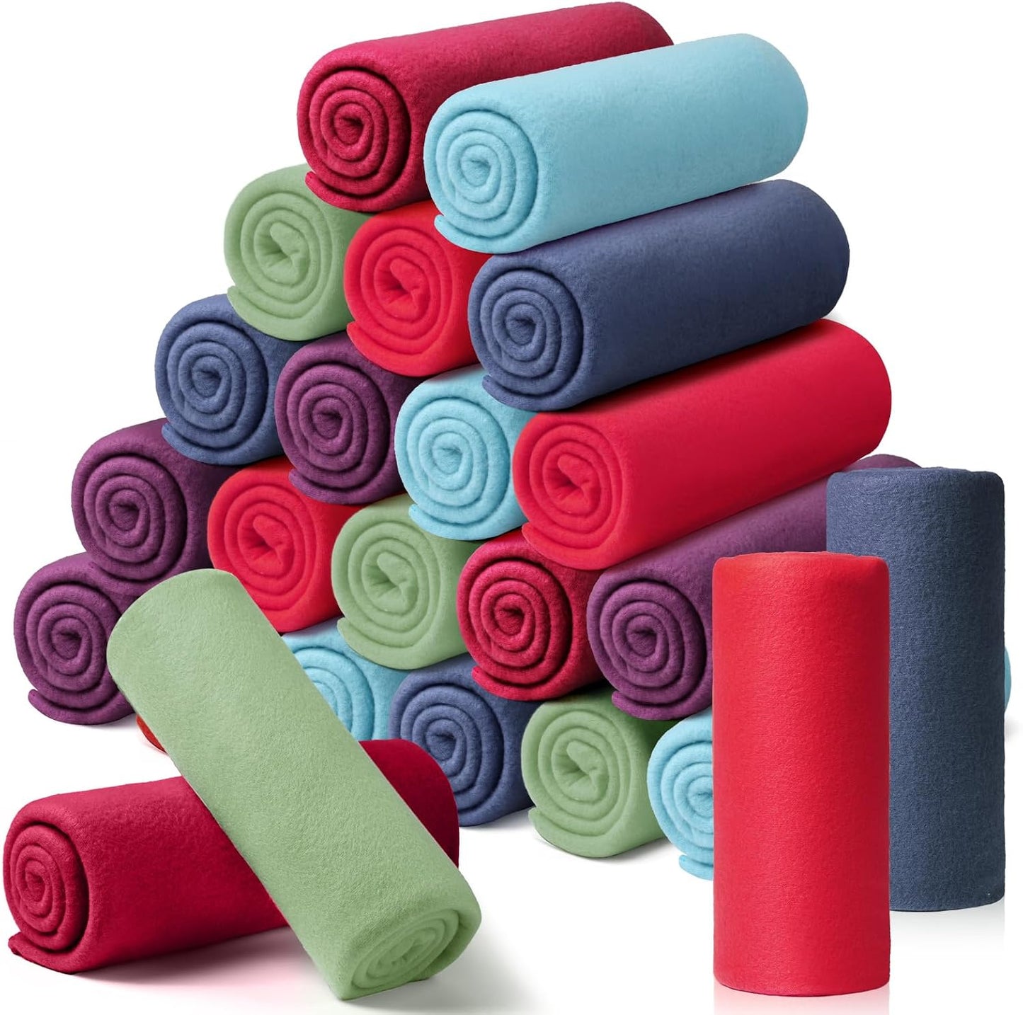 24 Packs Fleece Throw Blanket Soft Warm Lightweight Fleece Blanket Cozy Throw Bulk for Bed Couch Sofa Home Office Wedding Gifts Suitable for Seasons, 50 x 60 Inches(Novel Color)