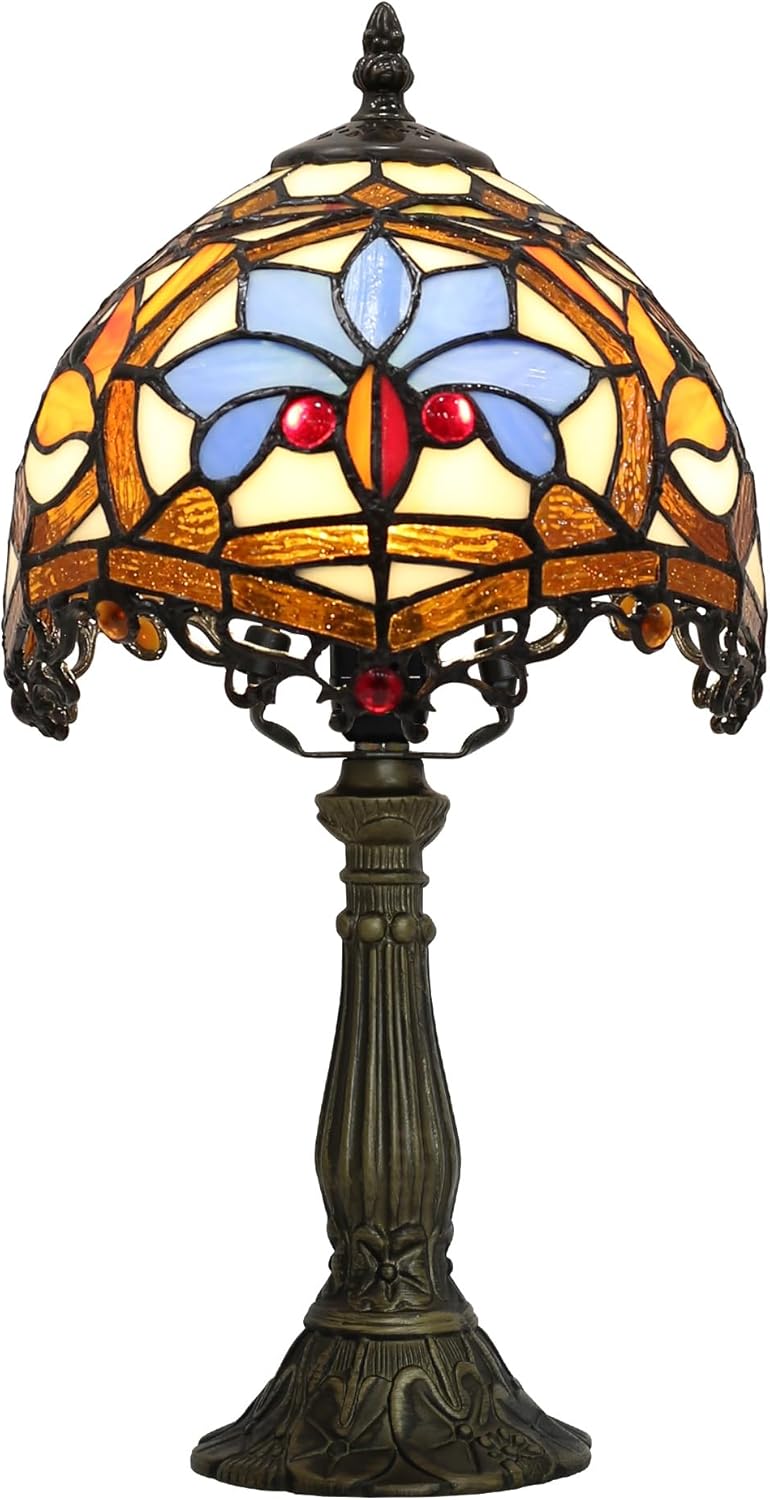 Bedside Table Tiffany Small Table lamp in The Bedroom, Living Room Table lamp, Stained Glass Table lamp, 8 inches, Household and Office Reading lamp (Qinglong Final Payment Style)