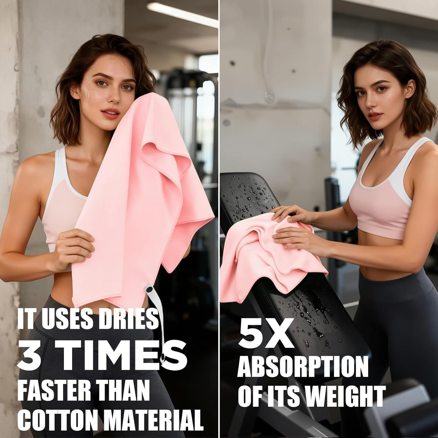 Microfiber Gym Towels - 5 Pack Highly Absorbent & Quick-Drying Sports Sweat Towels for Men & Women, Stays Fresh, Perfect for Workout, Yoga, Running, Fitness, Tennis, Swimming and Travel