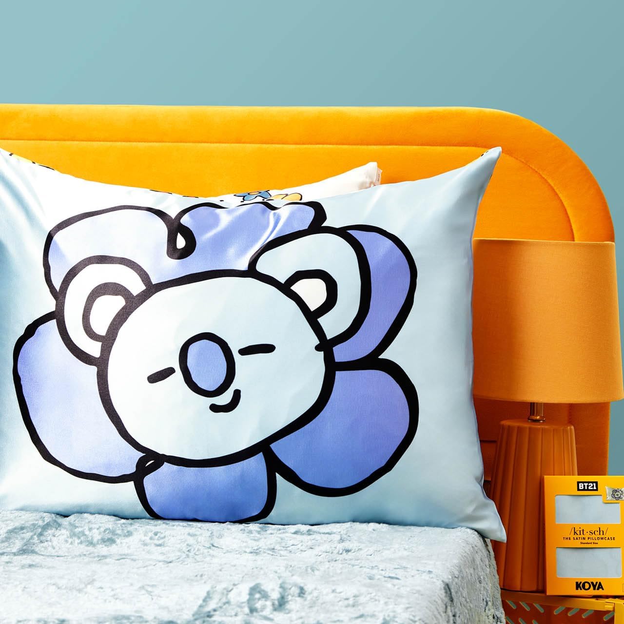 Kitsch x BT21 (Koya) Satin Pillowcase with Zipper for Hair & Skin - Softer Than Silk Pillow Cases, Smooth Cooling Pillow Cover, Wrinkle-Free, Machine Washable, King Size (19x36)