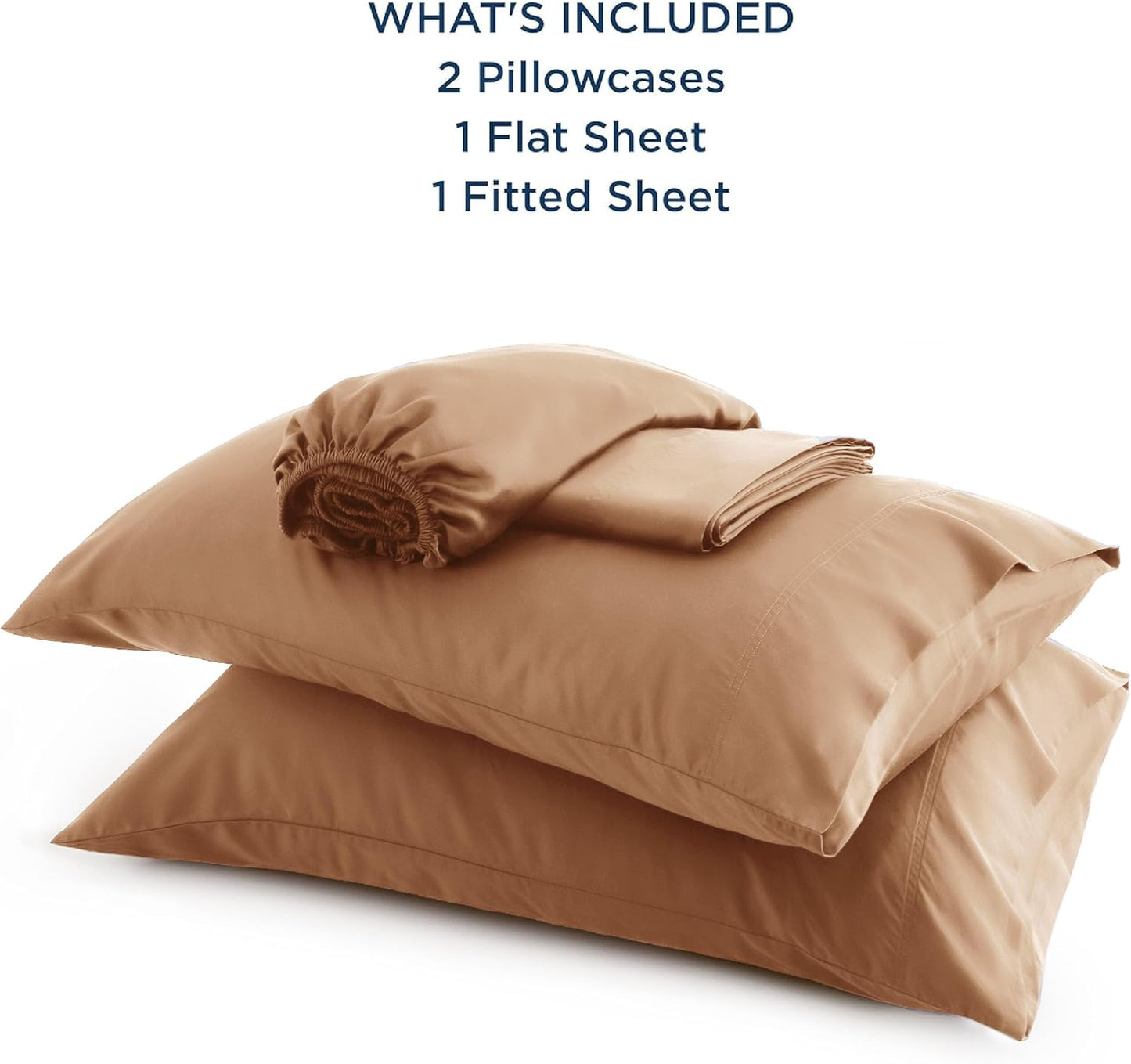 Bedsure King Size Sheets Set, Cooling Sheets for Hot Sleepers, Rayon Derived from Bamboo, Breathable & Soft, Deep Pocket Up to 16 Inches, Hotel Luxury Silky Bedding, Khaki