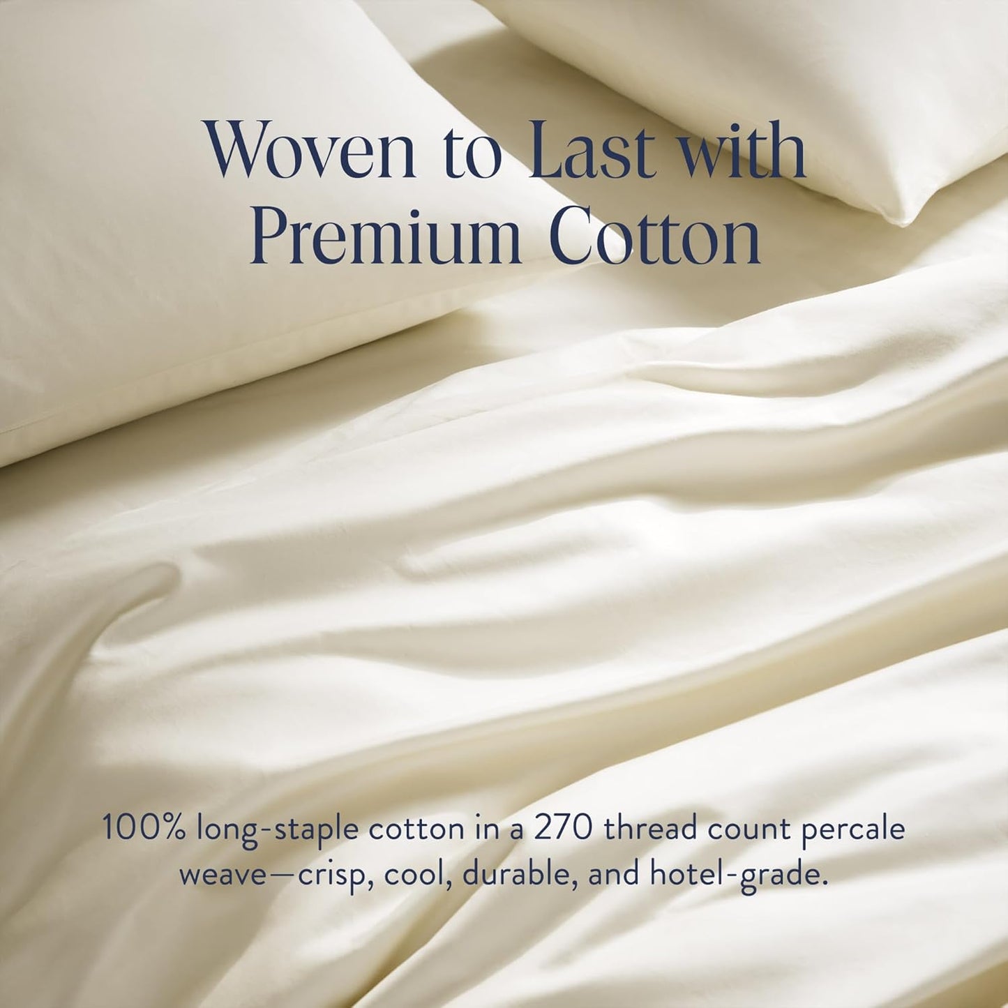 Brooklinen Luxury Percale Duvet Cover – 100% Cotton, Cool, Crisp, Extra-Long Corner Ties, Button Closure, Soft & Breathable – Machine Washable, Duvet Cover Full/Queen Bed Sizes (Cream)