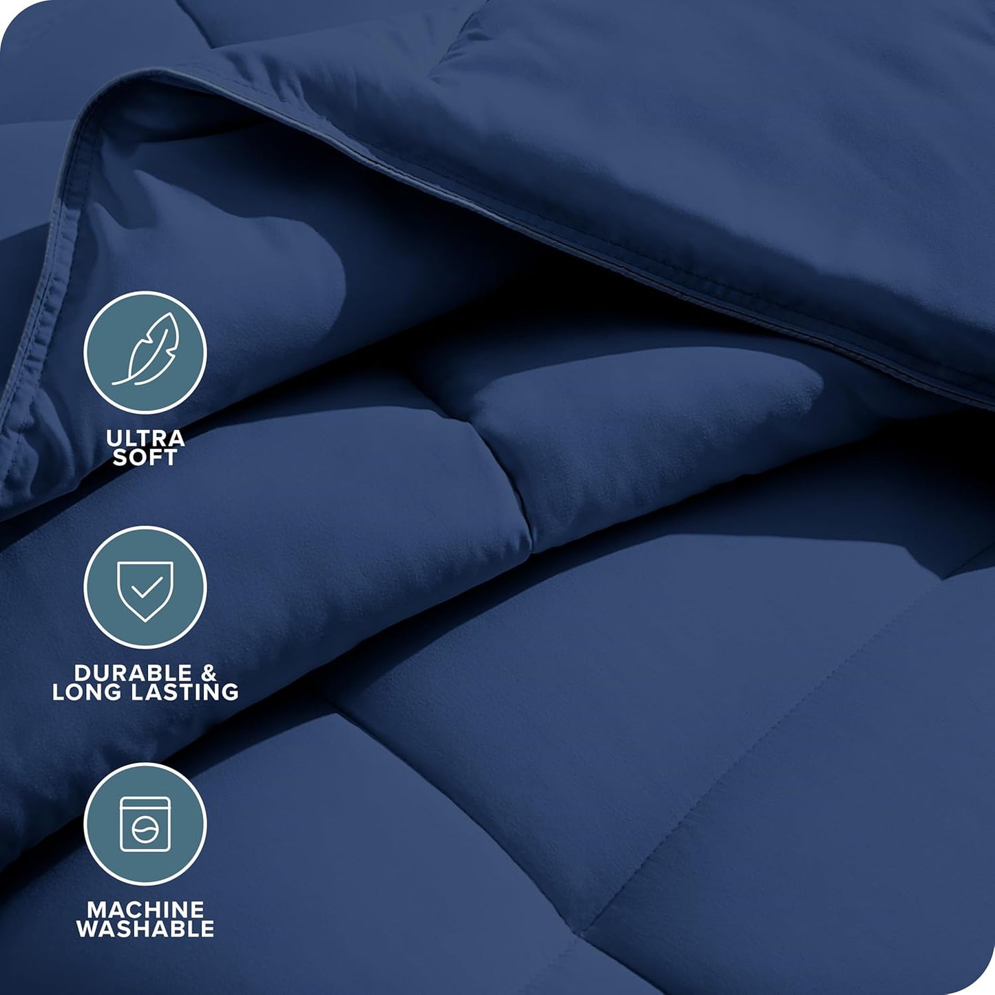 Bare Home Duvet Insert Comforter - Queen Size - Goose Down Alternative - Ultra-Soft - Premium 1800 Series - All Season Warmth - Bedding Comforter (Queen, Dark Blue)