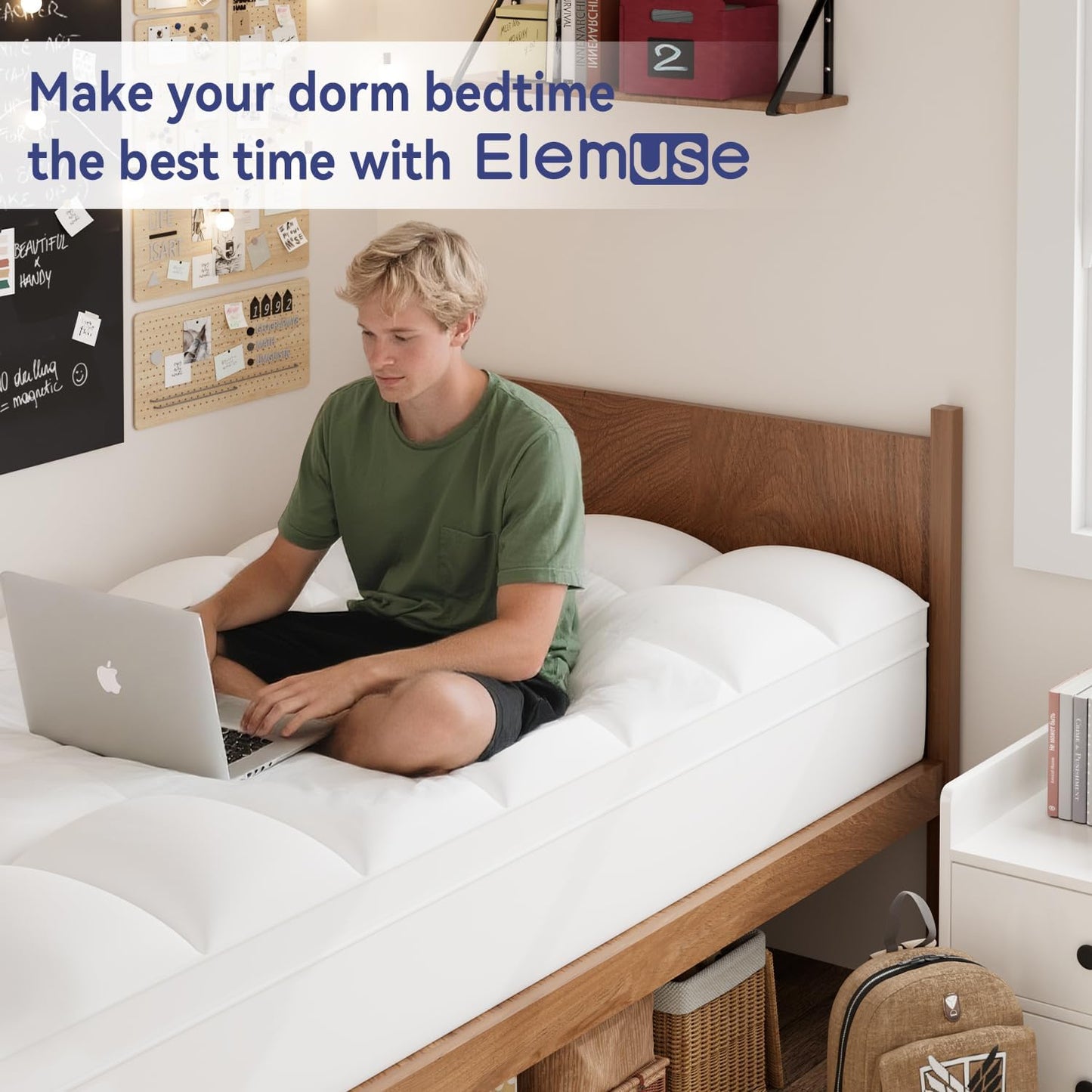 ELEMUSE Twin Mattress Topper for Back Pain, Extra Thick Mattress Pad Cover, Plush Soft Pillowtop with Elastic Deep Pocket, Overfilled Down Alternative Filling