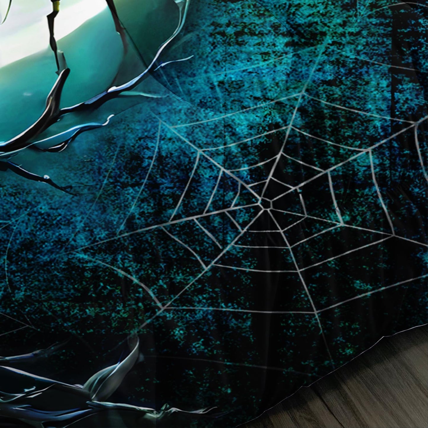Wildlife Themed Bedding Wolf Comforter Set,Spooky Spider Web Vine Print Comforter Full Kids Bed in a Bag,Moonlight Aesthetic Bedding Sets for Boys Teens Room Decor with 2 Pillowcases.