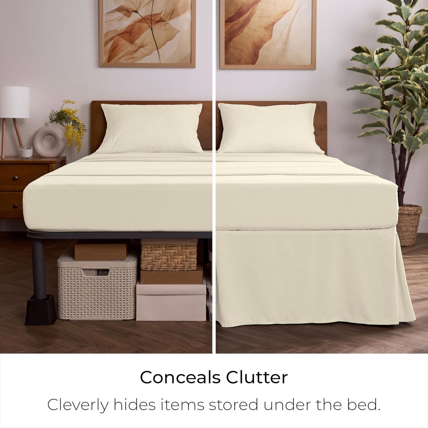 Mellanni Bed Skirt Full Size - Bed Skirting - 15-Inch Tailored Drop Pleated Dust Ruffle - Hotel Luxury Bedding - Wrinkle, Fade, Stain Resistant - 1 Bedskirt (Full, Golden Ivory)