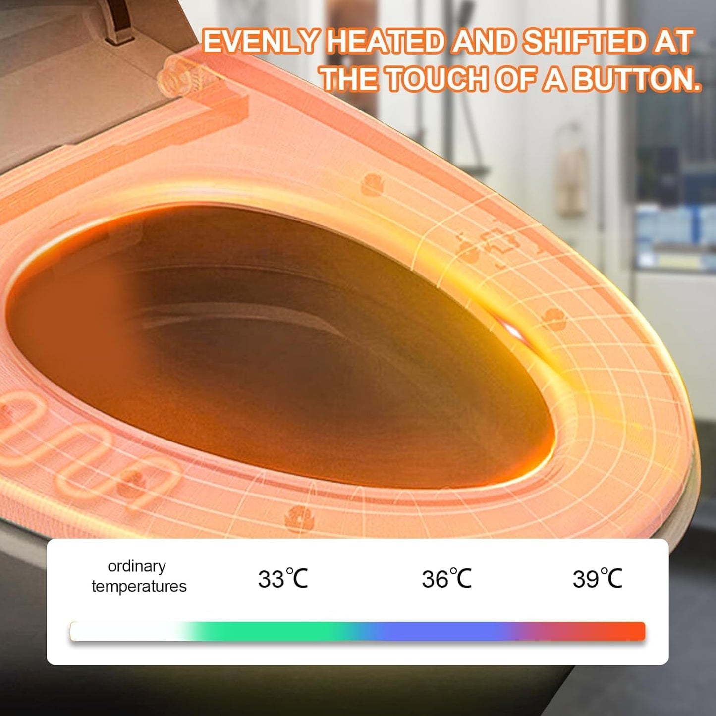 Heated Toilet Seat - Elongated Smart Toilet Seat with 3 Heating Modes, Bidet Attachment for Toilet, Auto Night Light, Temperature Display & Leakage Protection - Easy Clean & Install