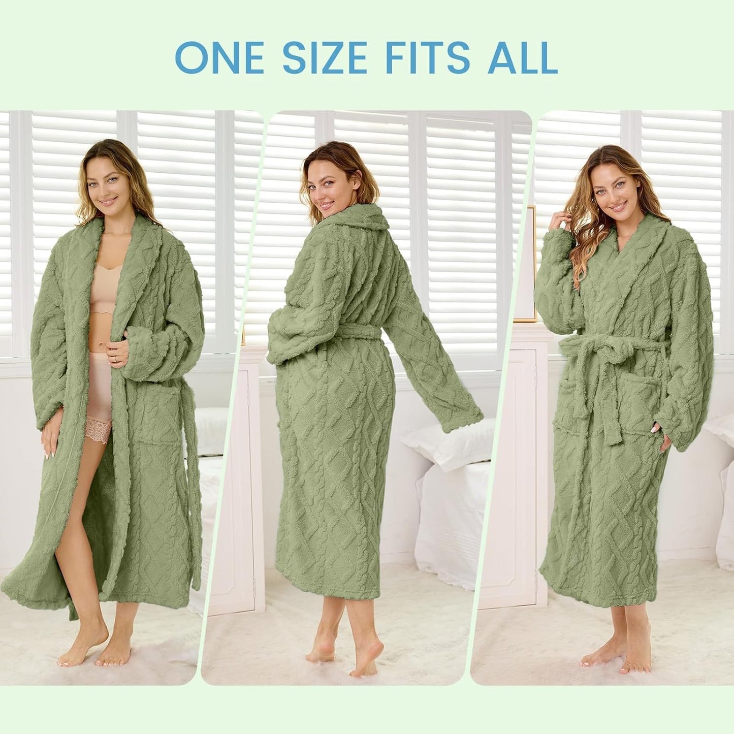 MIZZEO Microfiber Robes for Women, Cozy Soft Warm Plush Women Robe Plush Long Bathrobe