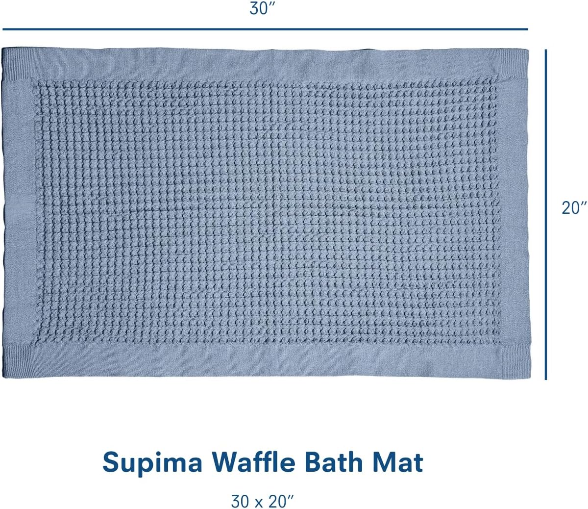 ONSEN Supima Cotton Waffle Bath Mat – Bathroom Rug, Washable Rug, Bathroom Floor Mat – Ultra-Absorbent, Quick-Dry, Soft & Durable Luxury Cotton - Denim, 20x30 in