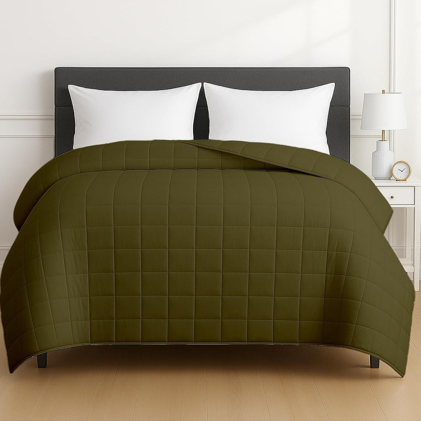 HomeSmart 50 lbs Weighted Blanket King Size, The Heaviest Weighted Blanket, Ultra Soft Breathable Fabric, Also Fits California King Beds, Olive Green