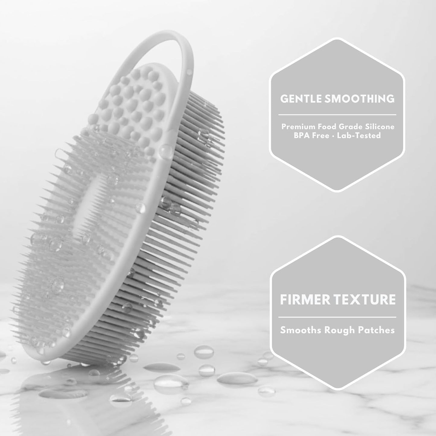 Exfoliating Body Scrubber Silicone - Textured Back Scrubber Shower Brush - Avilana Bath Loofah Alternative Dual Sided - Gentle Smoothing Body Wash Tool Rough Skin - Gift Women Men
