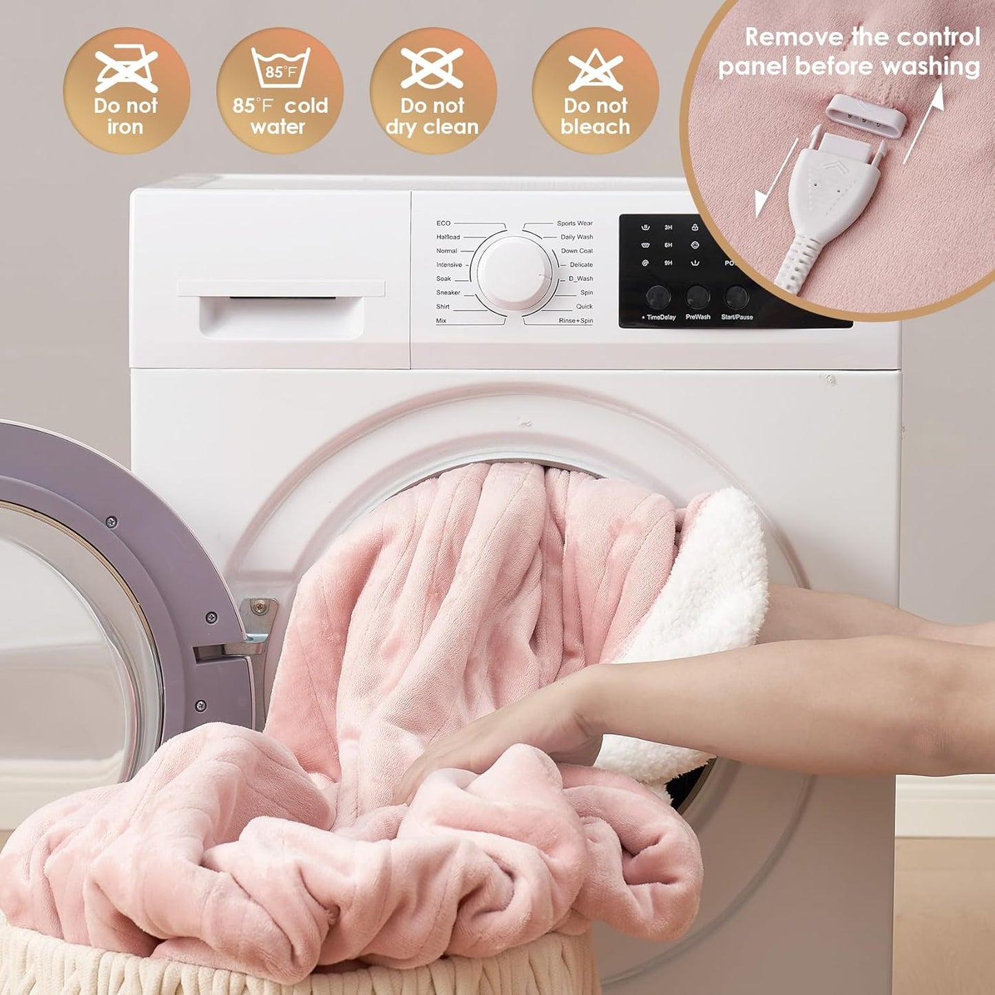 EHEYCIGA Heated Blanket Electric Blanket Full Size - Heating Blanket with 5 Heating Levels & 10 Hours Auto Off, Soft Cozy Sherpa Washable Blanket with Fast Heating, 72 x 84 Inches, Pink