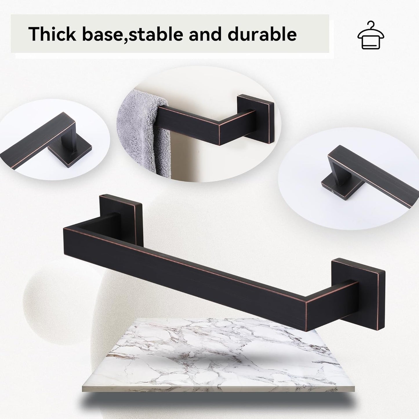 LANC ORB 12-Inch Towel Bar for Bathroom Wall Mounted Bathroom Square Towel Rack, Total-14 Oil Rubbed Bronze Bath Towel Holder Towel Hanger Hand Towel Holders Towel Rail Towel Rod, A8804ORB-3P1