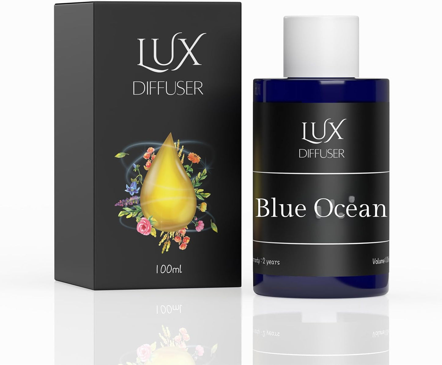Lux Diffuser – Plug-in Waterless Essential Oil Diffuser, Nanotechnology, Silent Wall Scent Machine for Home & Office, Up to 500 Sq. Ft Coverage (Blue Ocean Scent)
