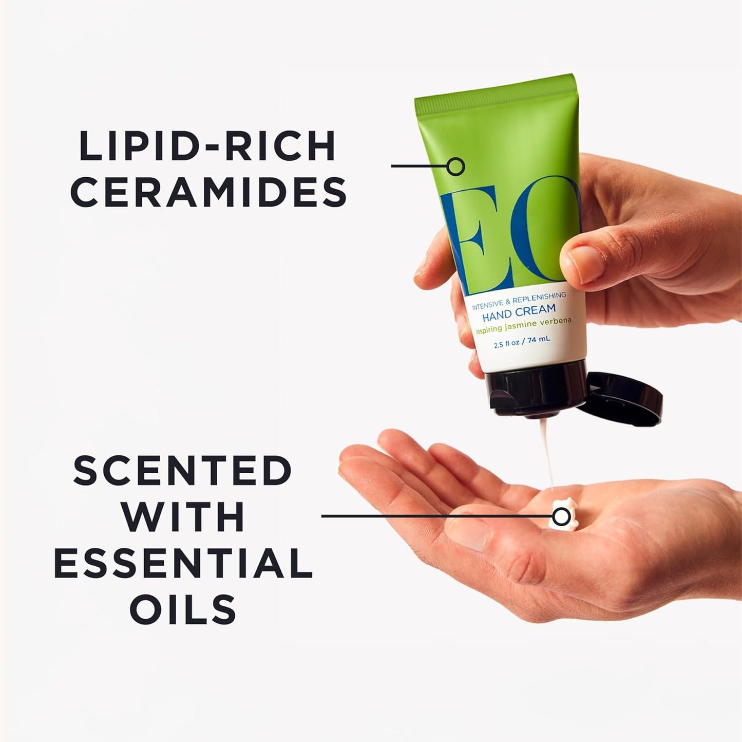 EO Hand Cream, 2.5 Ounce (Pack of 2), Jasmine Verbena, Moisturizer for Dry Skin