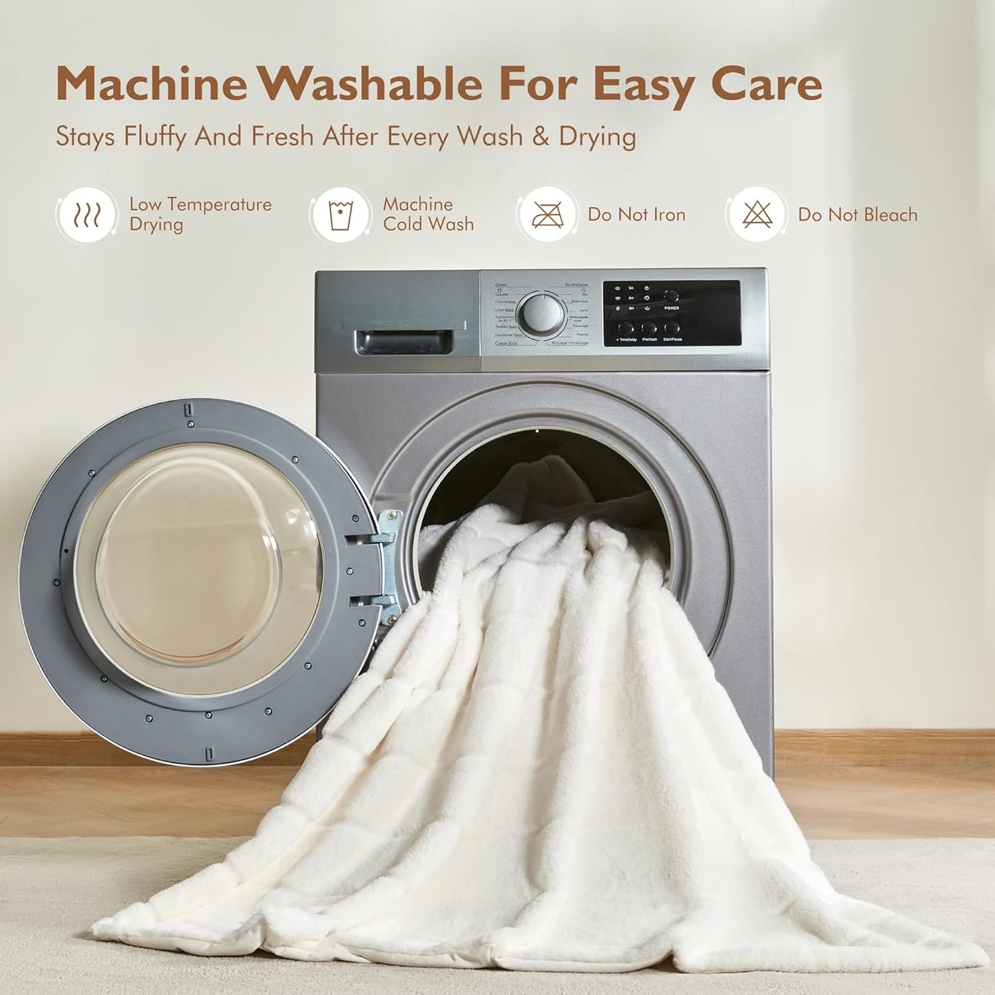 ALPHA HOME Luxury Faux Rabbit Fur Throw Blanket for Couch Bed, Cozy Gifts for Women Christmas, Ideal for Home Decor and Chilly Nights