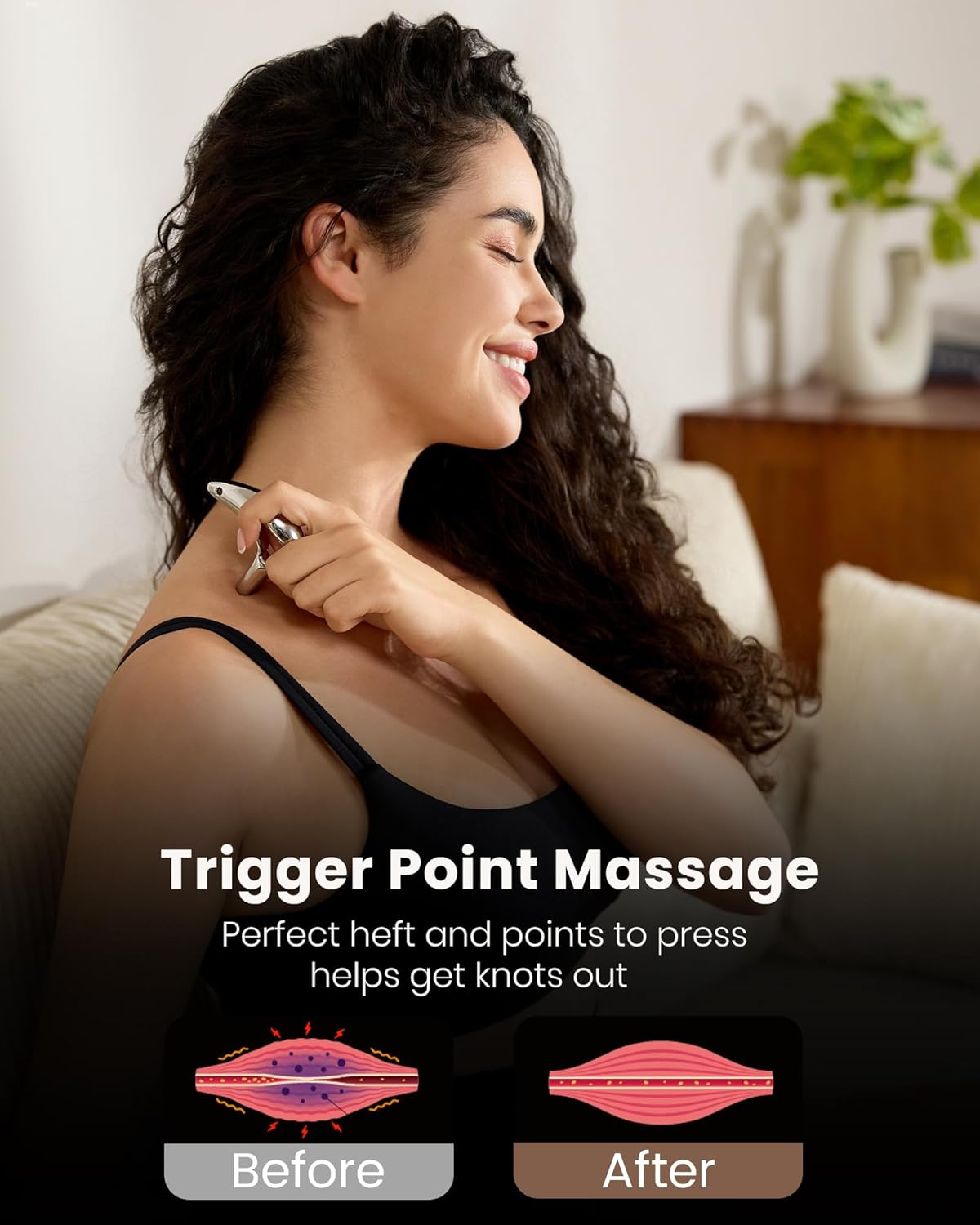 lifechill Trigger Point Massage Tool for Deep Tissue Massage & Gua Sha, Muscle Scraper Tool for Full Body Pain Relief, Thumb Saver Acupressure Tool, FSA HSA Eligible