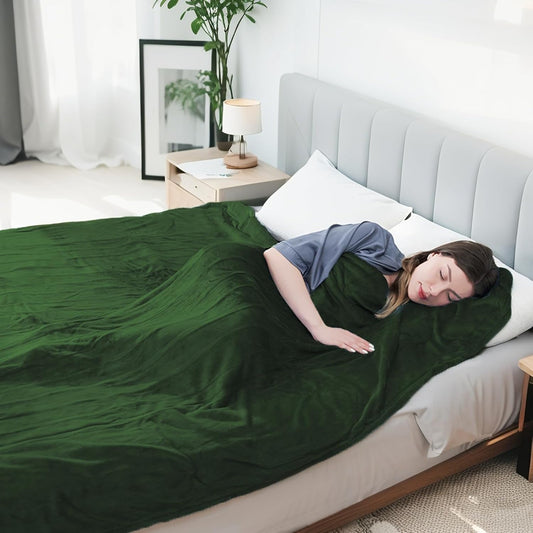 Electric Heated Blanket Twin Size 62”x84”,Soft Warmth Cozy with 5 Heating Settings 10 Hours Auto-Off, One Touch Operation, Machine Washable, Green