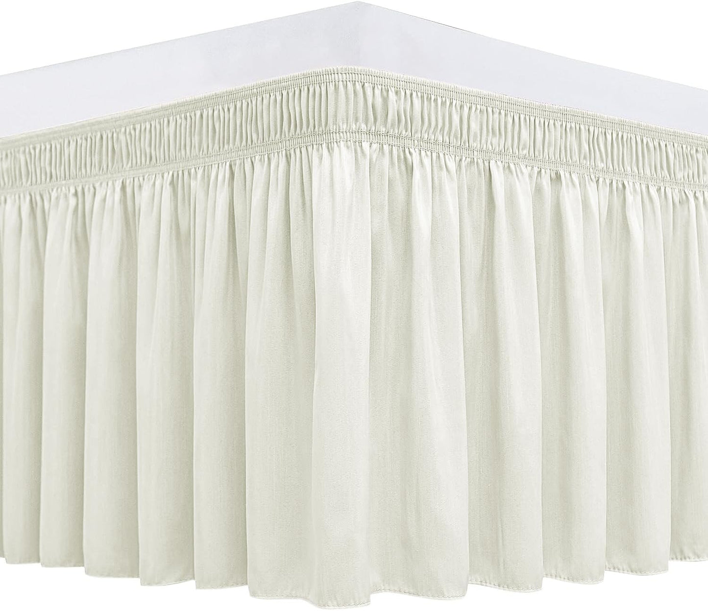 Biscaynebay Wrap Around Bed Skirts for King & Cal King Beds 22" Long Drop, Ivory Adjustable Elastic Dust Ruffles Easy Fit Wrinkle Resistant Silky Luxurious Fabric Machine Washable