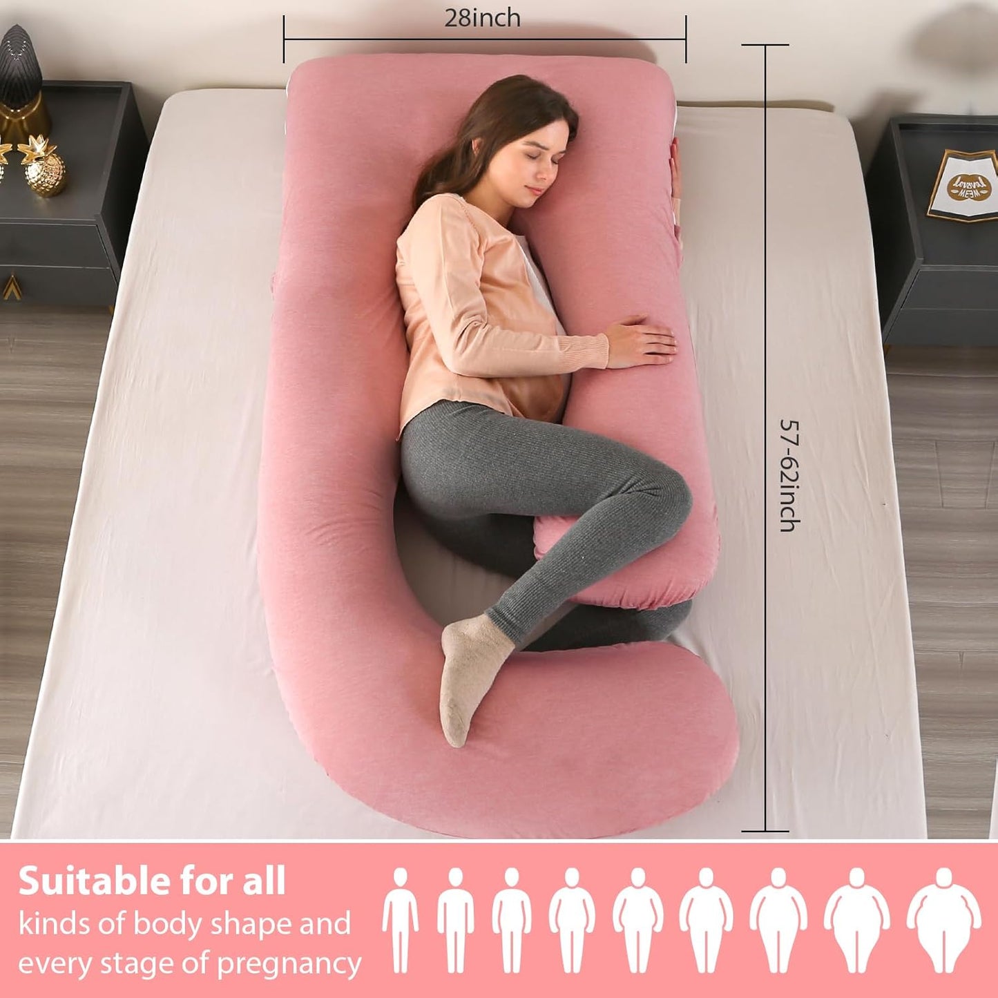 BATTOP Pregnancy Pillow for Sleeping,Maternity Pillow with Cooling Removable Cover,Support for Back,Legs,Belly,HIPS for Pregnant Women,Body Pillows for Adults,Pregnancy Must Haves